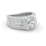 Fourfold Stones Halo Moissanite (14k Solid Gold)