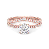 The Curved Swan Moissanite Wedding Set ( Rose Gold )