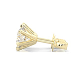 Moissanite Stud Earring - 1.0 TCW - 14k Solid Yellow Gold