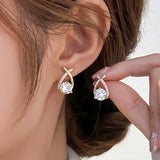 Cross Stud Earrings ( Yellow Gold 14k )