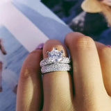 Six Studded Prongs Wedding Set