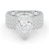 Pear Cut Moissanite Cocktail Ring (14k Solid Gold)