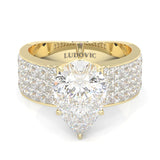 Pear Cut Moissanite Engagement Ring ( Yellow Gold 14k )