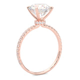 Hidden Halo Moissanite Engagement Ring ( 14k Solid Rose Gold )