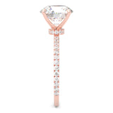 Hidden Halo Moissanite Engagement Ring ( 14k Solid Rose Gold )