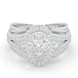 Pear-Shaped Vintage-style Moissanite Cocktail Ring  Platinum-Plated Silver