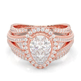 Pear-Shaped Vintage-style Moissanite Engagement Ring ( Rose Gold 14k)