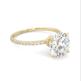 Hidden Halo Moissanite Engagement Ring (14k Solid Yellow Gold )
