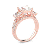 Lumière d'Or Princess Cut Wedding Set (Rose 14k Solid Gold)