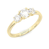 Classic Three-Stone Wedding Set ( Yellow Gold )