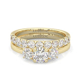 Classic Three-Stone Wedding Set ( Yellow Gold )
