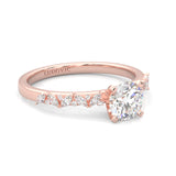 Icy Queen Round And Marquise Engagement Ring ( Rose Gold 14k)
