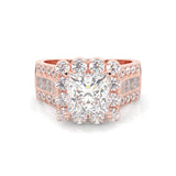 The Princess Halo Cluster Engagement Ring ( Rose Gold 14K )
