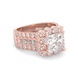 The Princess Halo Cluster Engagement Ring ( Rose Gold 14K )