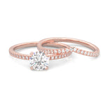 The Curved Swan Moissanite Wedding Set ( Rose Gold )