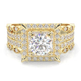 British Style Moissanite Engagement Ring ( Yellow Gold 14k )