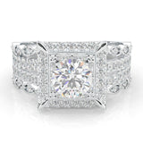 British Style Moissanite Cocktail Ring Platinum-Plated Silver