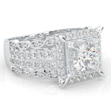 British Style Moissanite Cocktail Ring (14k Solid Gold)