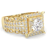 British Style Moissanite Engagement Ring ( Yellow Gold 14k )