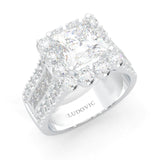 The Princess Halo Cluster Cocktail Ring Platinum-Plated Silver
