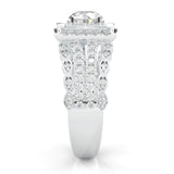 British Style Moissanite Cocktail Ring Platinum-Plated Silver