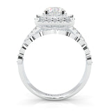 British Style Moissanite Cocktail Ring Platinum-Plated Silver