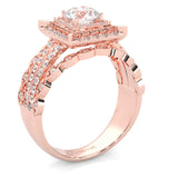 British Style Moissanite Engagement Ring ( Rose Gold 14k )