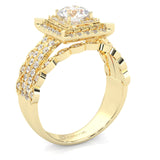 British Style Moissanite Engagement Ring ( Yellow Gold 14k )
