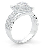 British Style Moissanite Cocktail Ring Platinum-Plated Silver