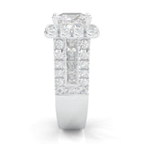 The Princess Halo Cluster Cocktail Ring Platinum-Plated Silver