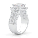 The Princess Halo Cluster Cocktail Ring Platinum-Plated Silver