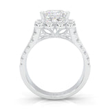 The Princess Halo Cluster Cocktail Ring Platinum-Plated Silver