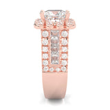 The Princess Halo Cluster Engagement Ring ( Rose Gold 14K )