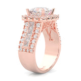 The Princess Halo Cluster Engagement Ring ( Rose Gold 14K )