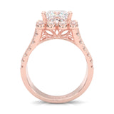 The Princess Halo Cluster Engagement Ring ( Rose Gold 14K )