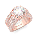 Fourfold Stones Halo Moissanite ( Rose Gold 14K )