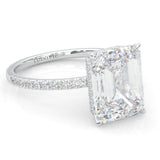 Luxurious Hidden Halo Emerald-Cut Lab-Grown Diamond Ring (14k Solid Gold)