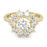 Passion Flower Engagement Ring ( Yellow Gold 14k)