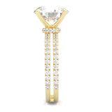 Dual Band - Hidden Halo Moissanite Engagement Ring (Yellow Gold 14K )