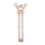 Dual Band - Hidden Halo Moissanite Engagement Ring (Rose Gold 14K )