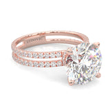 Dual Band - Hidden Halo Moissanite Engagement Ring (Rose Gold 14K )