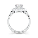 The Antique Halo Moissanite Wedding Set