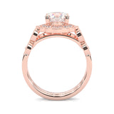 The Antique Halo Moissanite Wedding Set ( Rose Gold )
