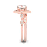 The Antique Halo Moissanite Wedding Set ( Rose Gold )