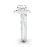 The Antique Halo Moissanite Wedding Set