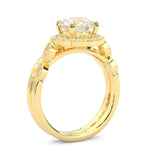 The Antique Halo Moissanite Wedding Set ( Yellow Gold )
