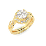 The Antique Halo Moissanite Wedding Set ( Yellow Gold )