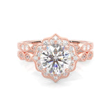 The Antique Halo Moissanite Wedding Set ( Rose Gold )