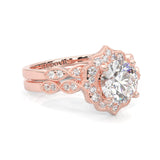 The Antique Halo Moissanite Wedding Set ( Rose Gold )