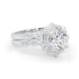 The Antique Halo Moissanite Wedding Set